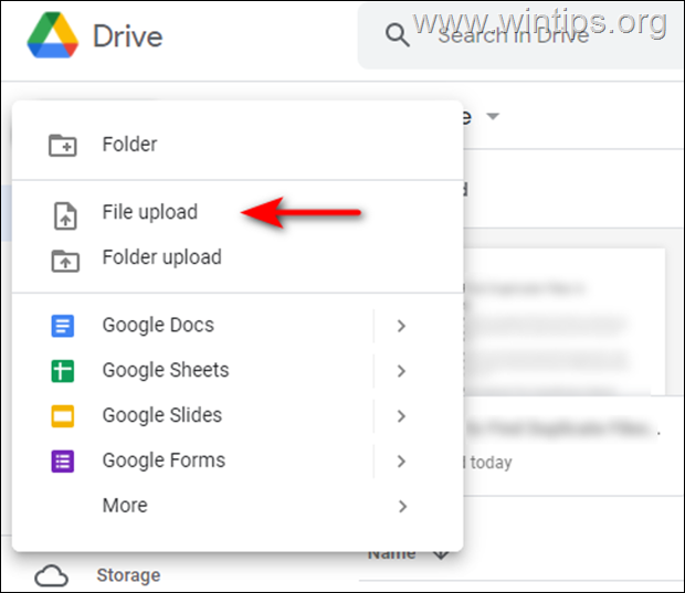 Качване на файл в Google Drive