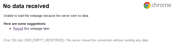 Помилка Chrome No Data Receive