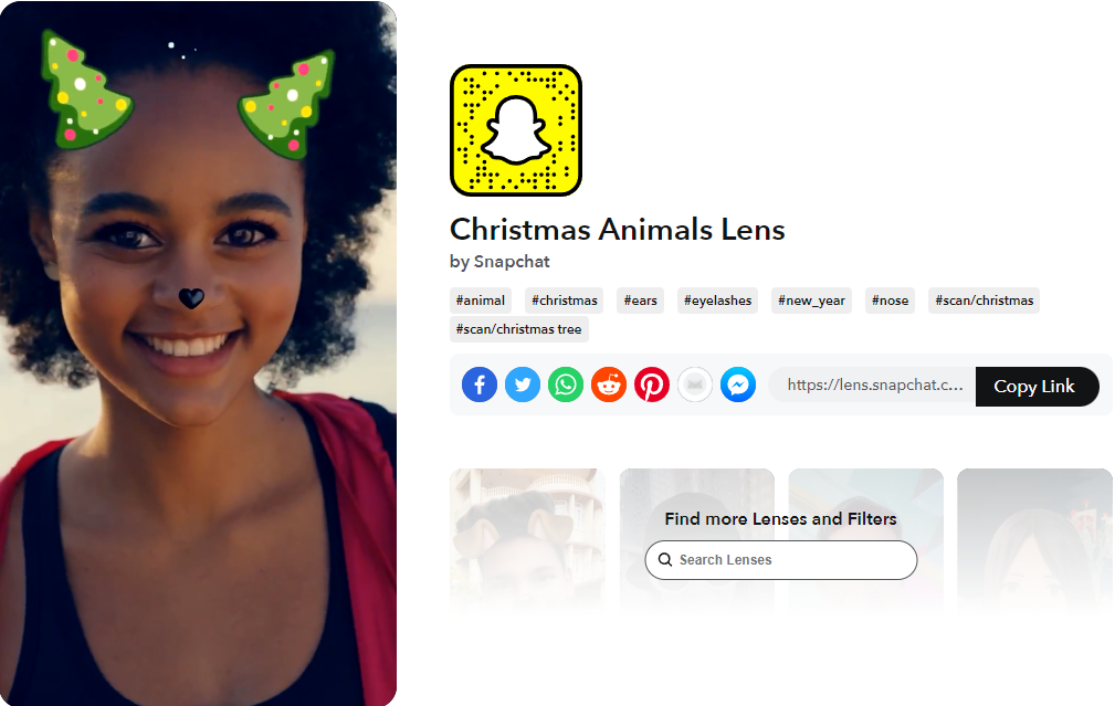 עדשת Snapchat עדשת חיות חג המולד