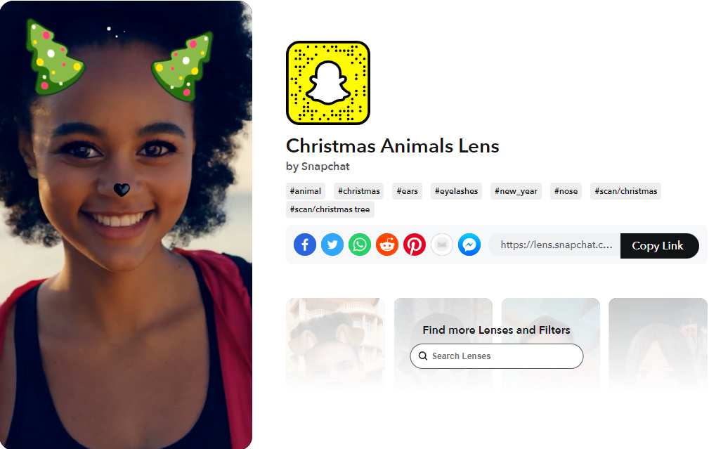 Lentes de Snapchat Lente de animales navideños