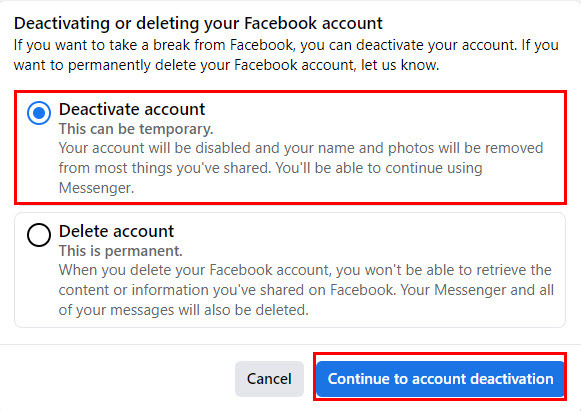 Facebook deactiveren vs. Verwijderen