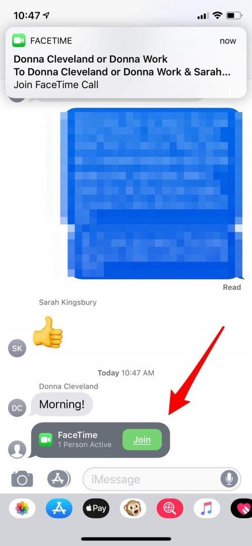 iphone'daki mesajlarda bir facetime görüşmesine katıl