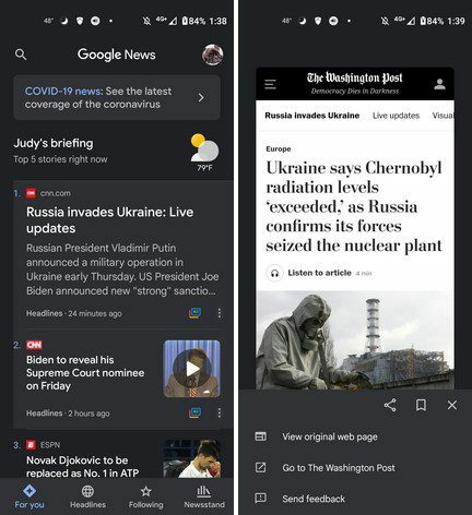 wiadomości Google