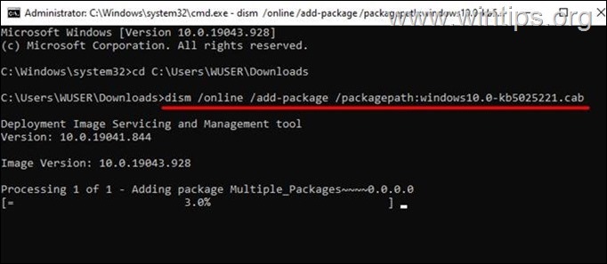 Как установить CAB-файлы с помощью DISM в Windows 1110.