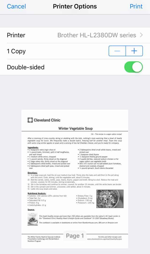 AirPrint egy PDF-fájlt iPhone-ról vagy iPadről