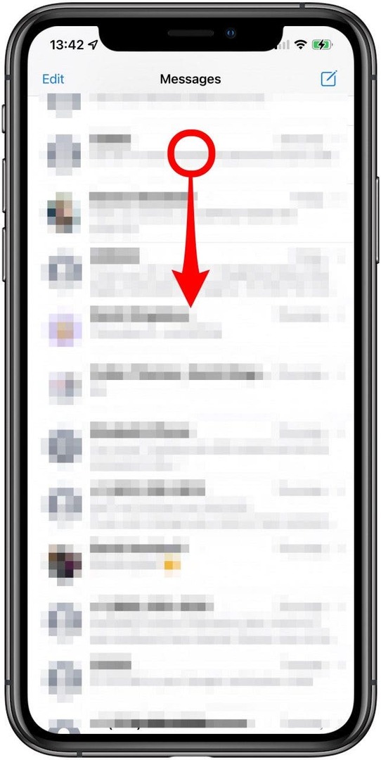Vedä näyttöä alas - etsi viestejä iPhonesta