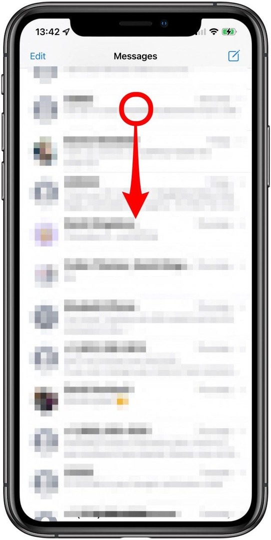 Povucite prema dolje na zaslonu - pretražite poruke na iPhoneu