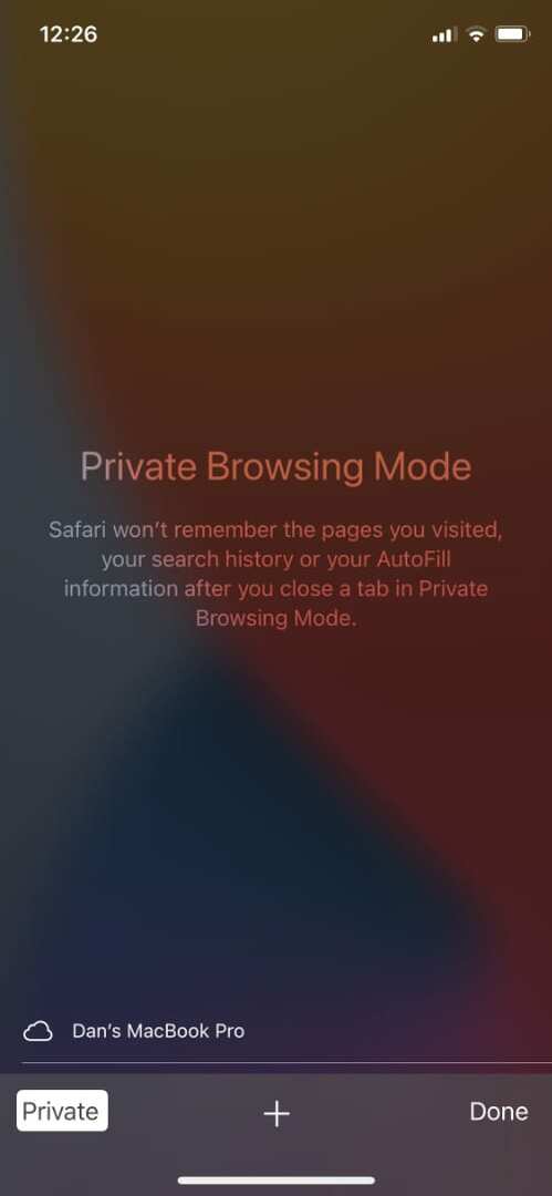 Privātās pārlūkošanas režīms iPhone tālrunī Safari