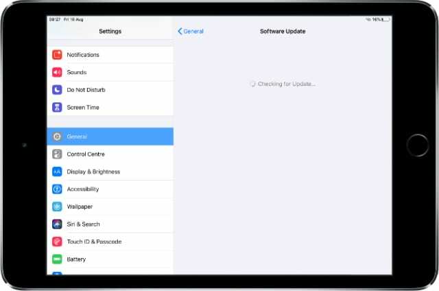 iPad kontroluje aktualizace softwaru