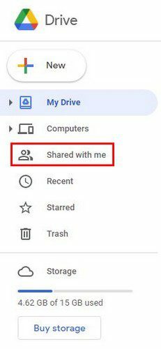 Dibagikan dengan saya tab Google Drive