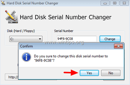 промените серијски број хард диска