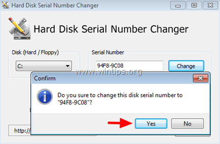 ubah nomor seri hard disk