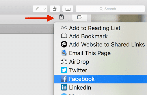 Safari Facebook Condividi