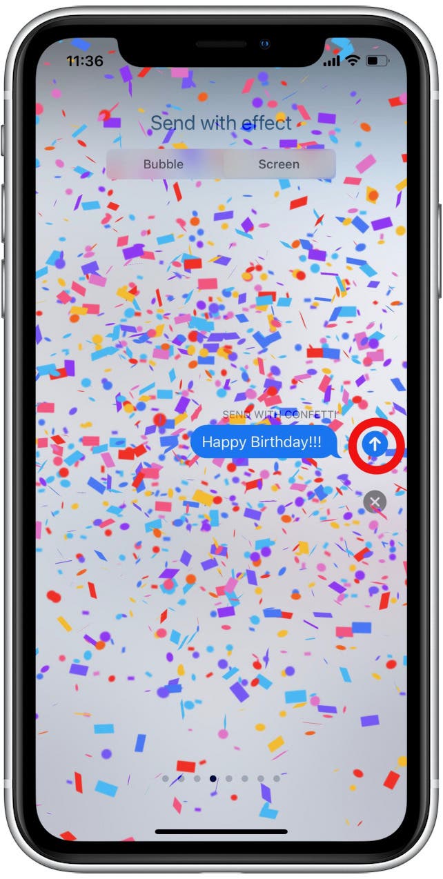 Kako poslati konfete na iPhone Korak 10 - Dodirnite Pošalji