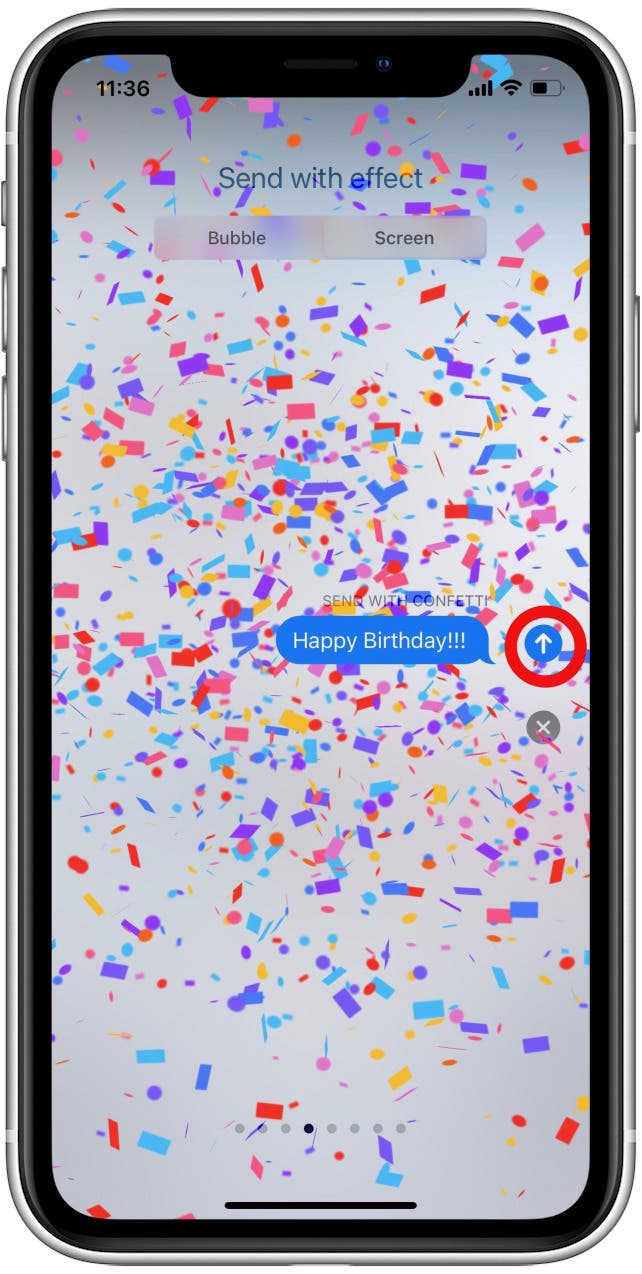 So senden Sie Konfetti auf dem iPhone Schritt 10 - Tippen Sie auf Senden