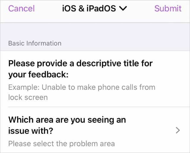 Feedback Assistant iOS-App