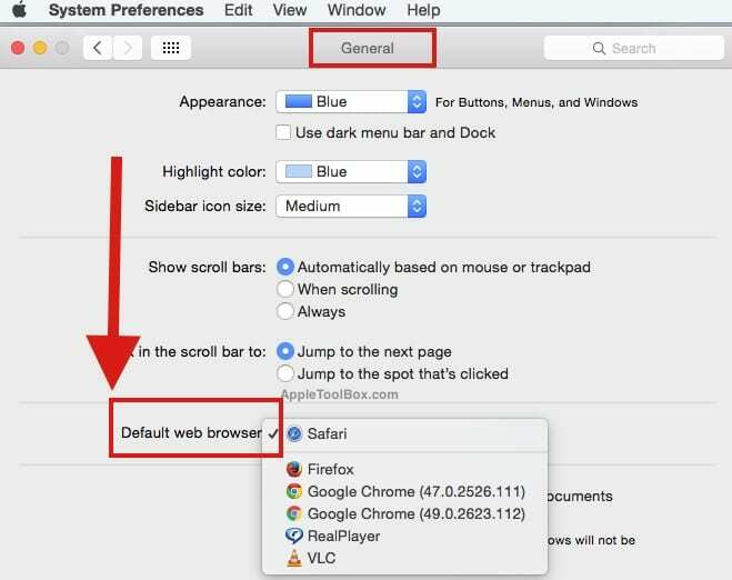 Configuration du navigateur Web par défaut sur Mac