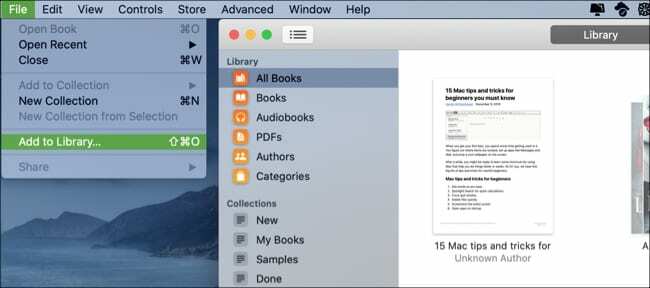 Grāmatas pievienot bibliotēkai — Mac