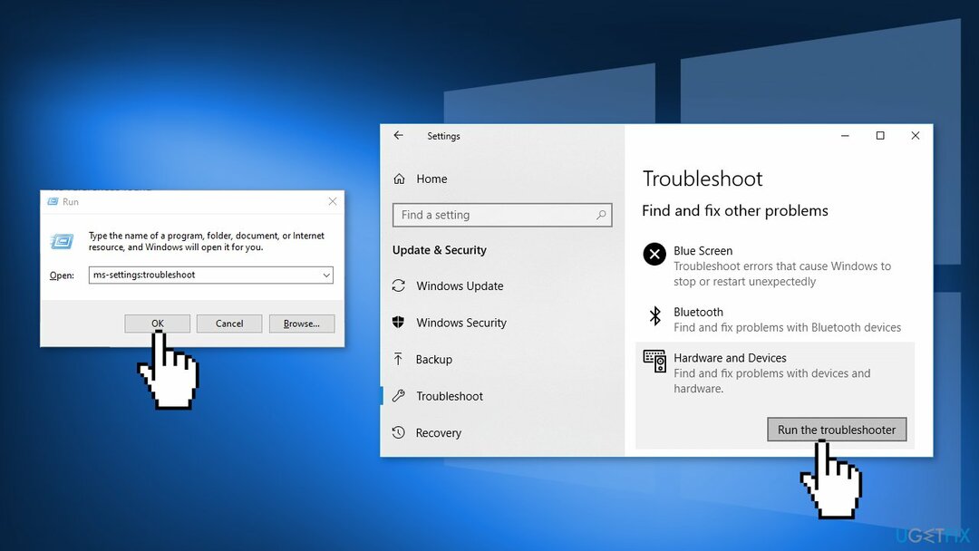 Execute o solucionador de problemas de hardware e dispositivos