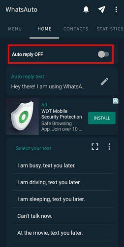 Ota käyttöön automaattinen vastaus WhatsApp