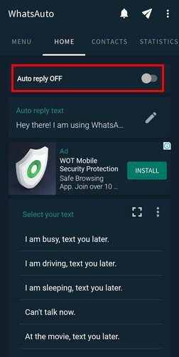 Активирайте автоматичния отговор на WhatsApp