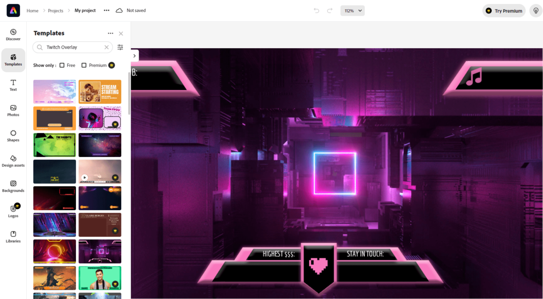 Hvordan lage et Twitch-overlegg på Adobe Express