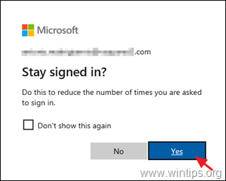 Login da Microsoft - Permaneça conectado SIM 