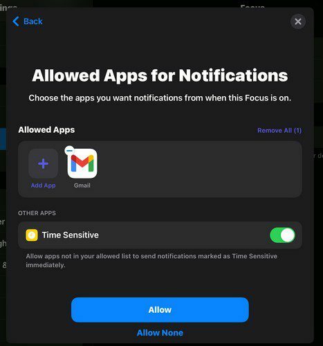 Erlaubte Apps für Focus iPadOS 15