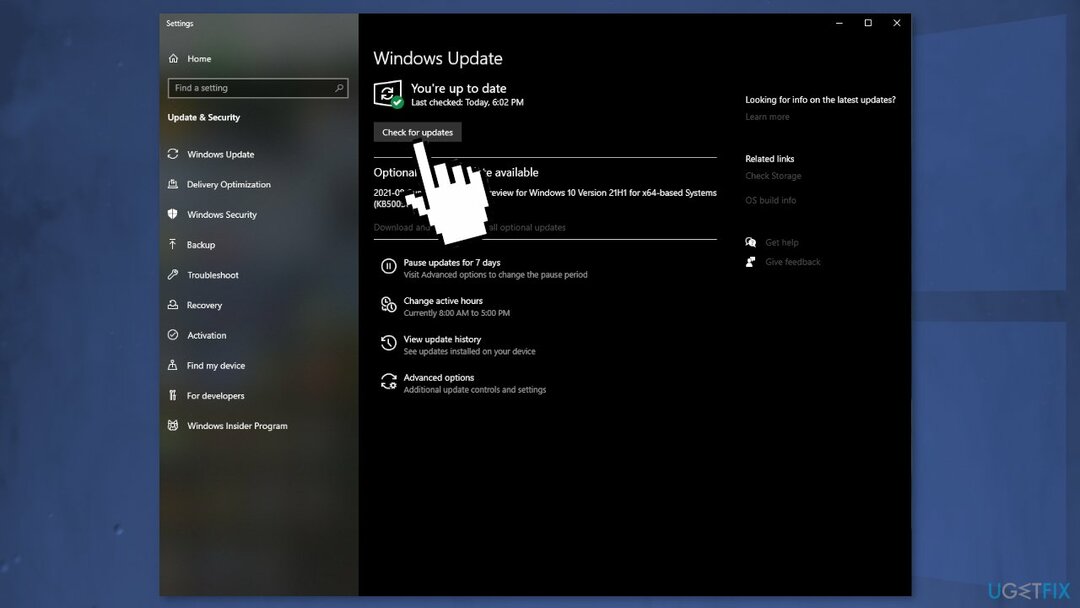 Nainstalujte dostupné aktualizace systému Windows