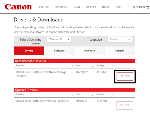 Door Canon aanbevolen stuurprogramma downloaden