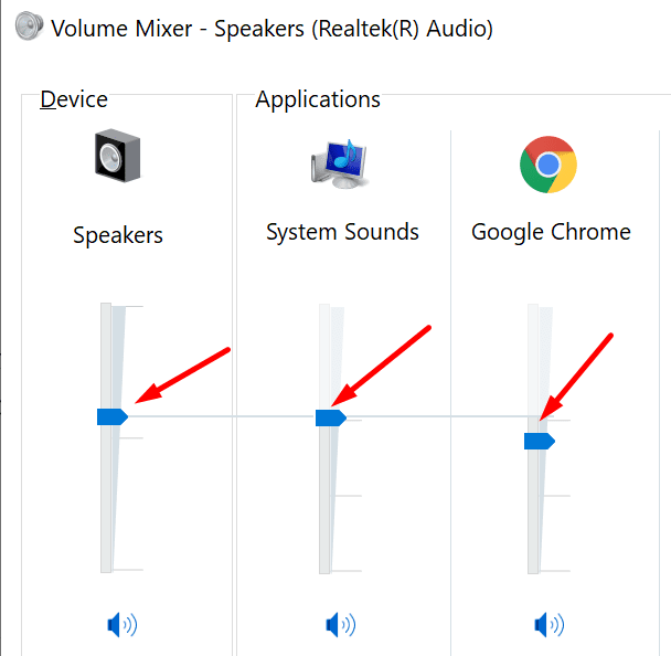 zvočniki mešalnika glasnosti windows 10