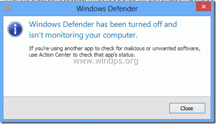 Windows Defender je vypnutý - Windows 8