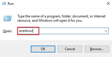 Введіть eventvwr у програмі запуску