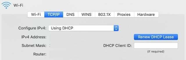 Tlačítko Obnovit DHCP Lease
