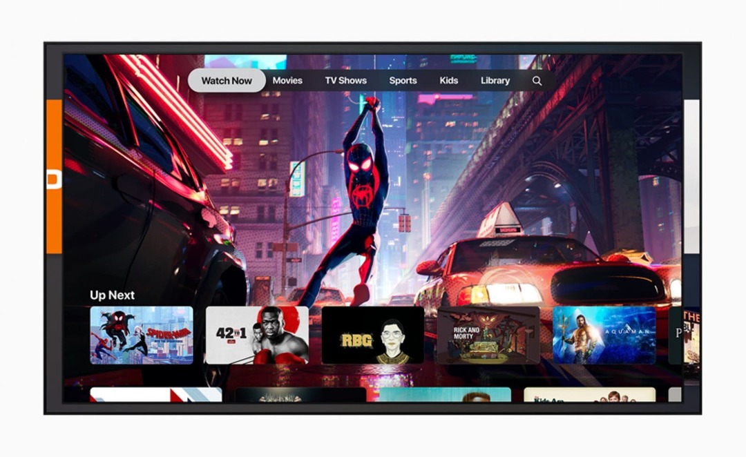 Apple TV აპლიკაციის მენიუ