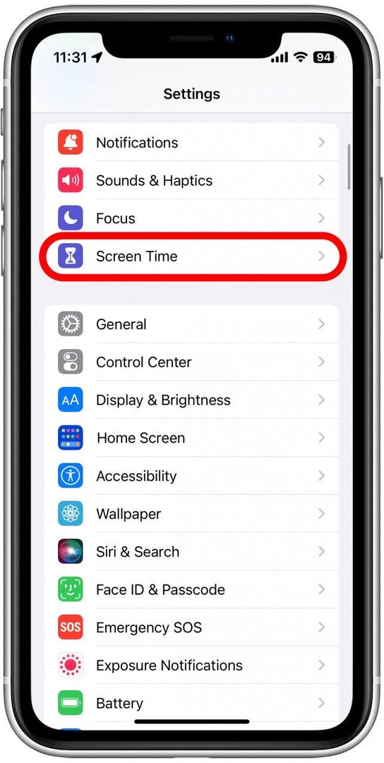 सेटिंग ऐप खोलें और स्क्रीन टाइम पर टैप करें।