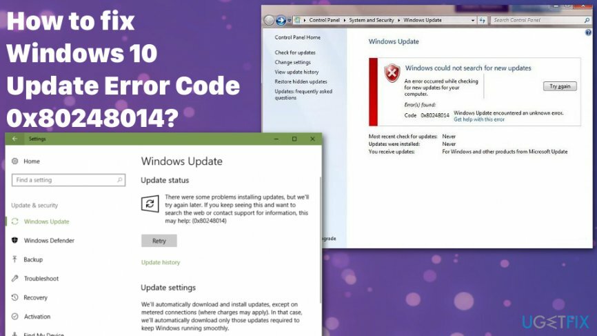 Opravte chybový kód aktualizace Windows 10 0x80248014