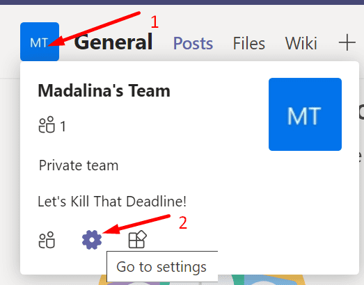 setările web ale echipelor Microsoft