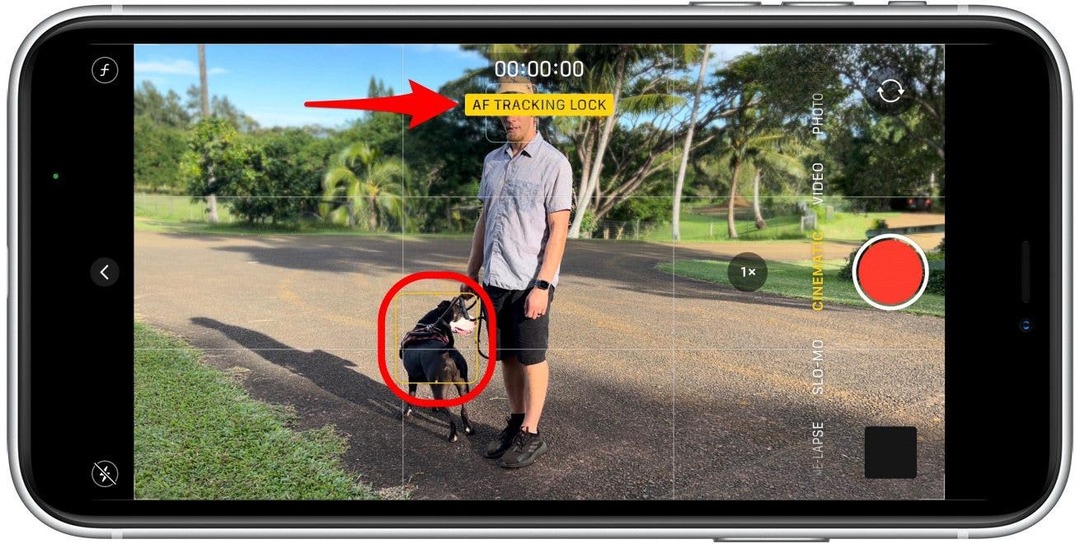 AF TRACKING LOCK सक्रिय करने के लिए विषय पर दो बार टैप करें।