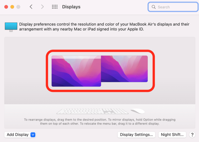 подравнете дисплеите на Mac
