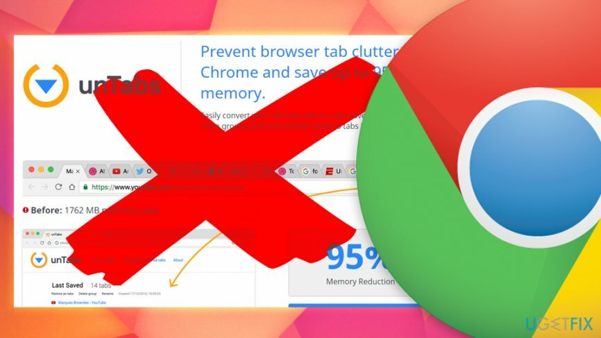 Dezinstalați UnTab din Google Chrome