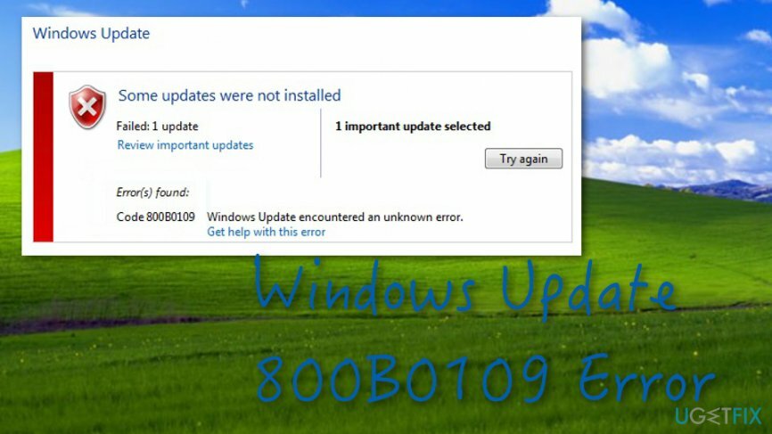 Windows 업데이트 800B0109 오류 수정