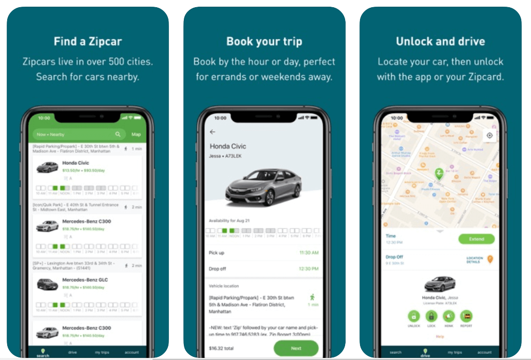 Zipcar - Лучшее приложение по аренде автомобилей