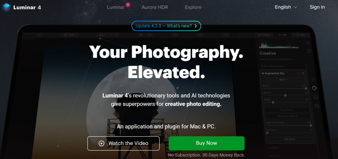 Skylum Luminar 4 – Nejlepší aplikace a software na úpravu fotek pro Mac