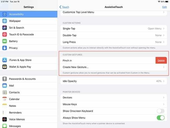 AssistiveTouch Custom Gestures-iPad