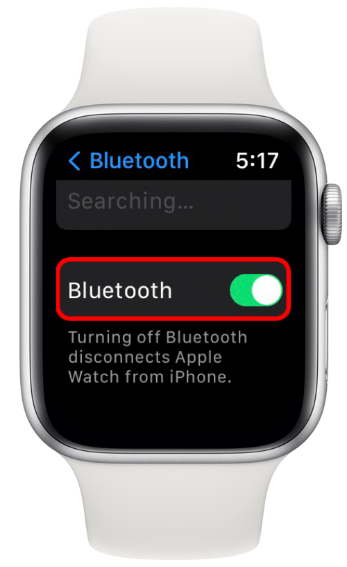 Коснитесь переключателя еще раз, чтобы он стал зеленым, указывая на то, что Bluetooth снова включен.