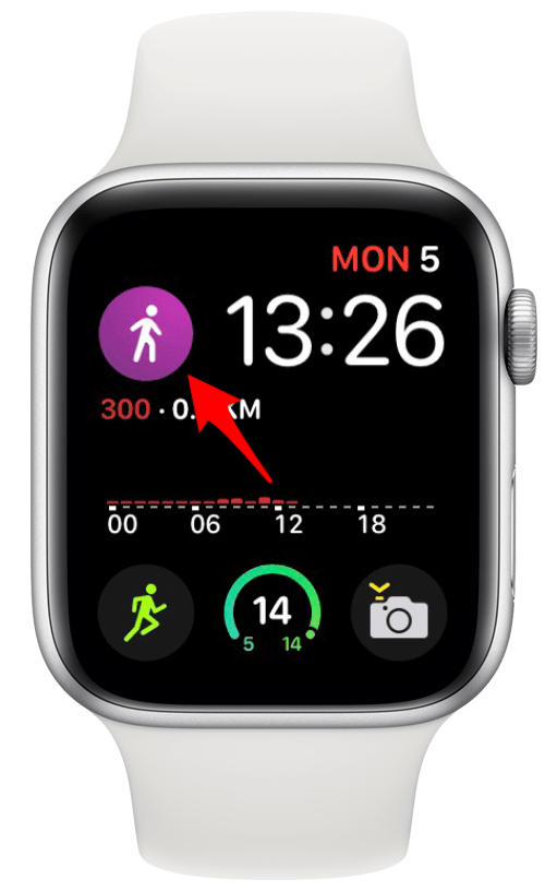 Χάρτης της επιπλοκής My Walk σε ένα πρόσωπο Apple Watch