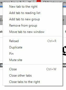 Opções de guia única do Chrome