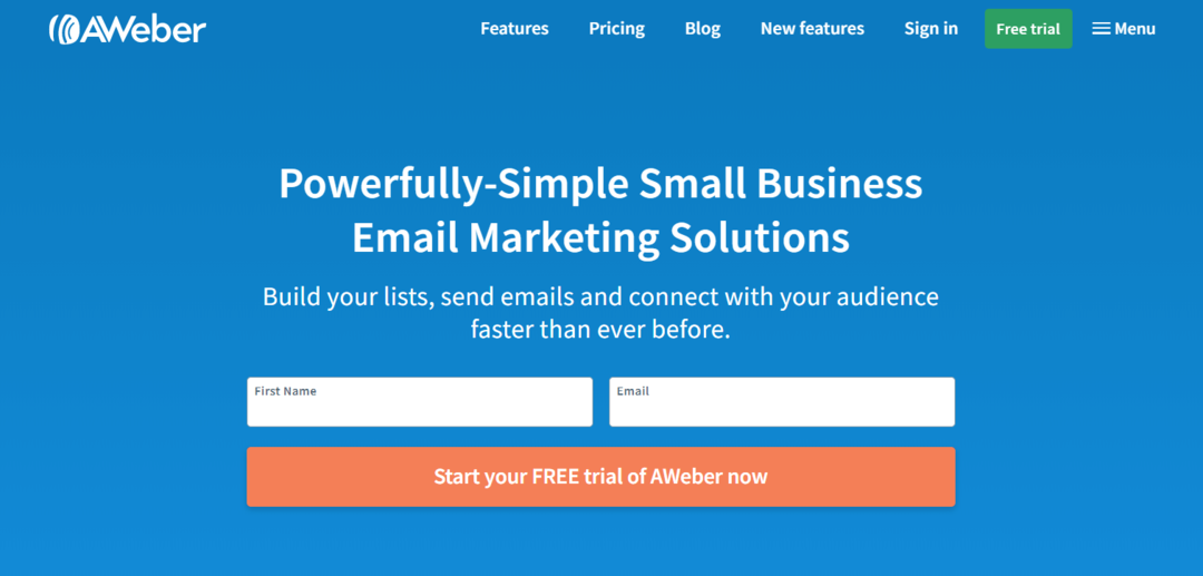 AWeber - Cel mai bun software de marketing prin e-mail
