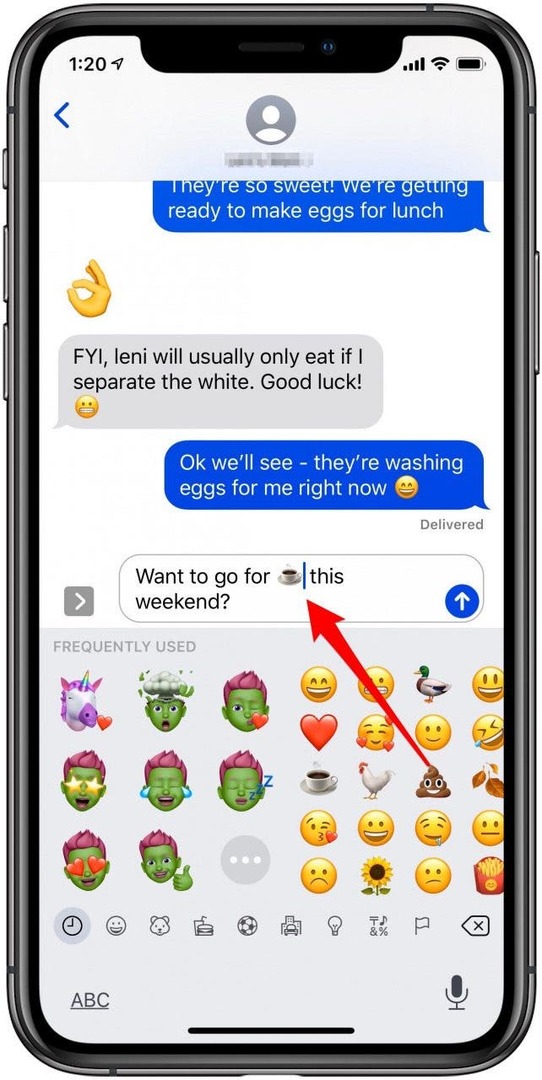 ტექსტი შეცვალა emoji-ით iphone-ზე